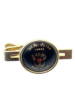 Vintage Washington Lanes 300 Club Tie Clip Pin Gold-Tone Bowling Memorabilia